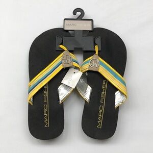 NEW Marc Fisher blue multi fabric sandals
